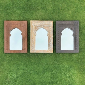 Classic Haveli Hand-Carved Mango Wood Mirror Frame.