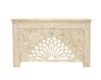 Handgesneden consoletafel van mangohout: vintage Indiaas design