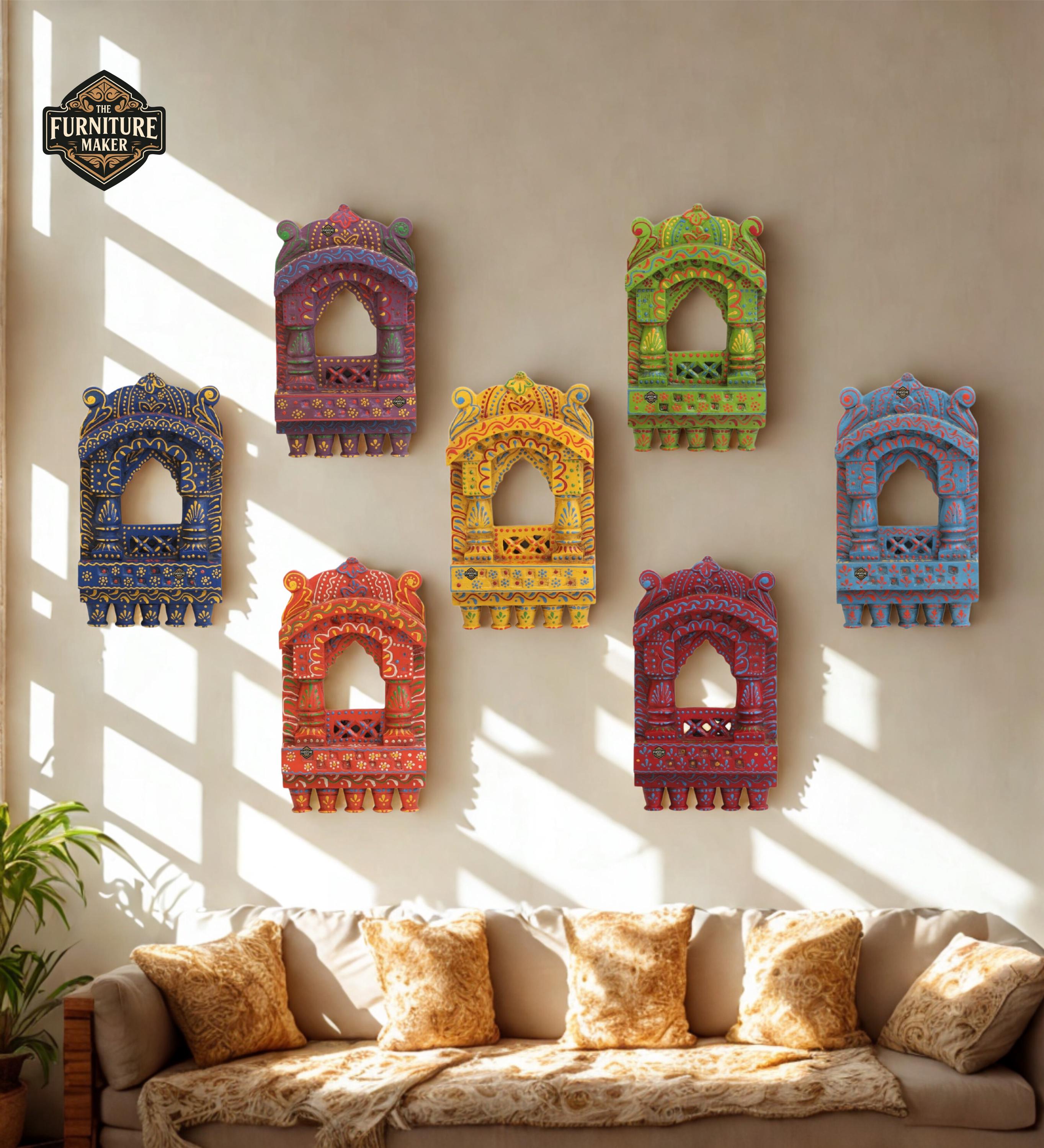 Traditional Wooden Mini Jharokha Rajasthani Style, Hand-Carved Wooden Jharokha, Heritage Wall Decor Traditional Indian Wall photo Frame.