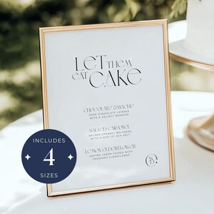 Let Them Eat Cake Menu Template: Modern Minimalist Editable Wedding Cake Sign (Digital Download) - AC001