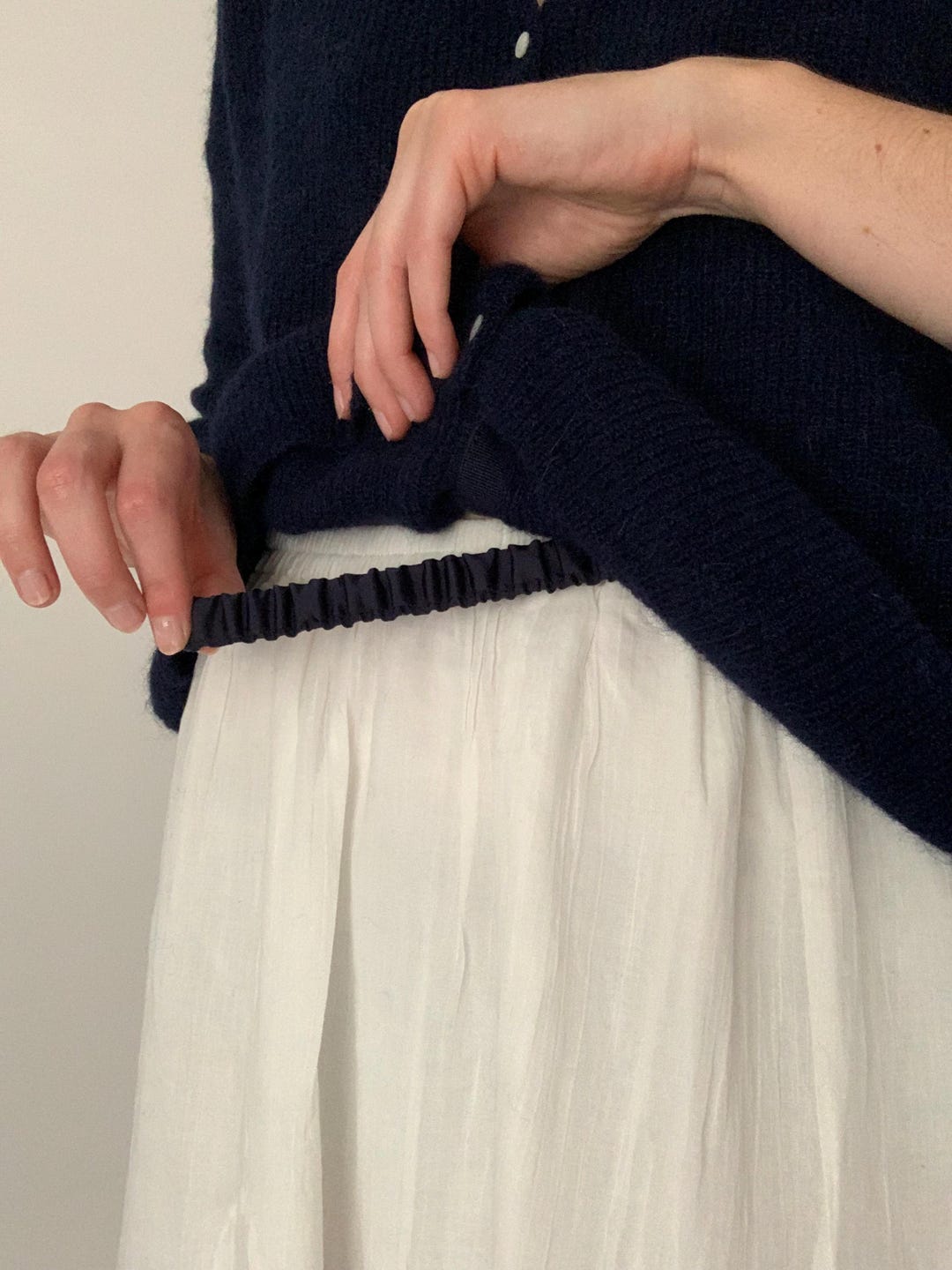 Silk Elasticated Crop Band French Tuck Belt Navy Blue Etsy