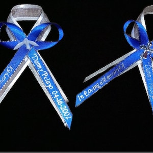 Funeral, sweet 16, baptism, wedding personalized ribbon with pin