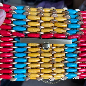 Multi-colored (Red, Aqua, Yellow, Gold) Clutch/Small Handbag