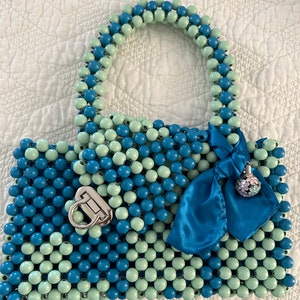 Cutest Green/Blue Wooden Handbag (Bracelet Bonus)