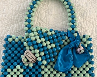 Cutest Green/Blue Wooden Handbag (Bracelet Bonus)