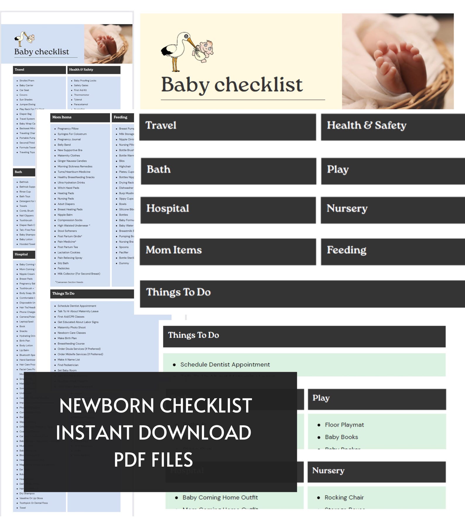 Printable Baby Checklist,newborn Essentials Checklist,pregancy to Do