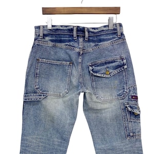 Japanese Cargo Jeans Size 33 W33xL33.5 Japanese Cargo Distressed Multi Pocket Jeans Japanese Embellish Embroidered Jeans Pants