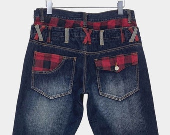 Amore Puro Double Waist Jeans: Handcrafted Japanese Punk Denim (W33xL30.5)