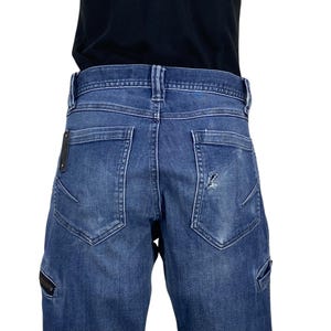 90s Vintage B Jeans - Baggy Blue Hip Hop Denim, Cargo Wide Leg Streetwear, Y2K Distressed Relaxed Fit, Unisex Retro Jeans  W29xL30