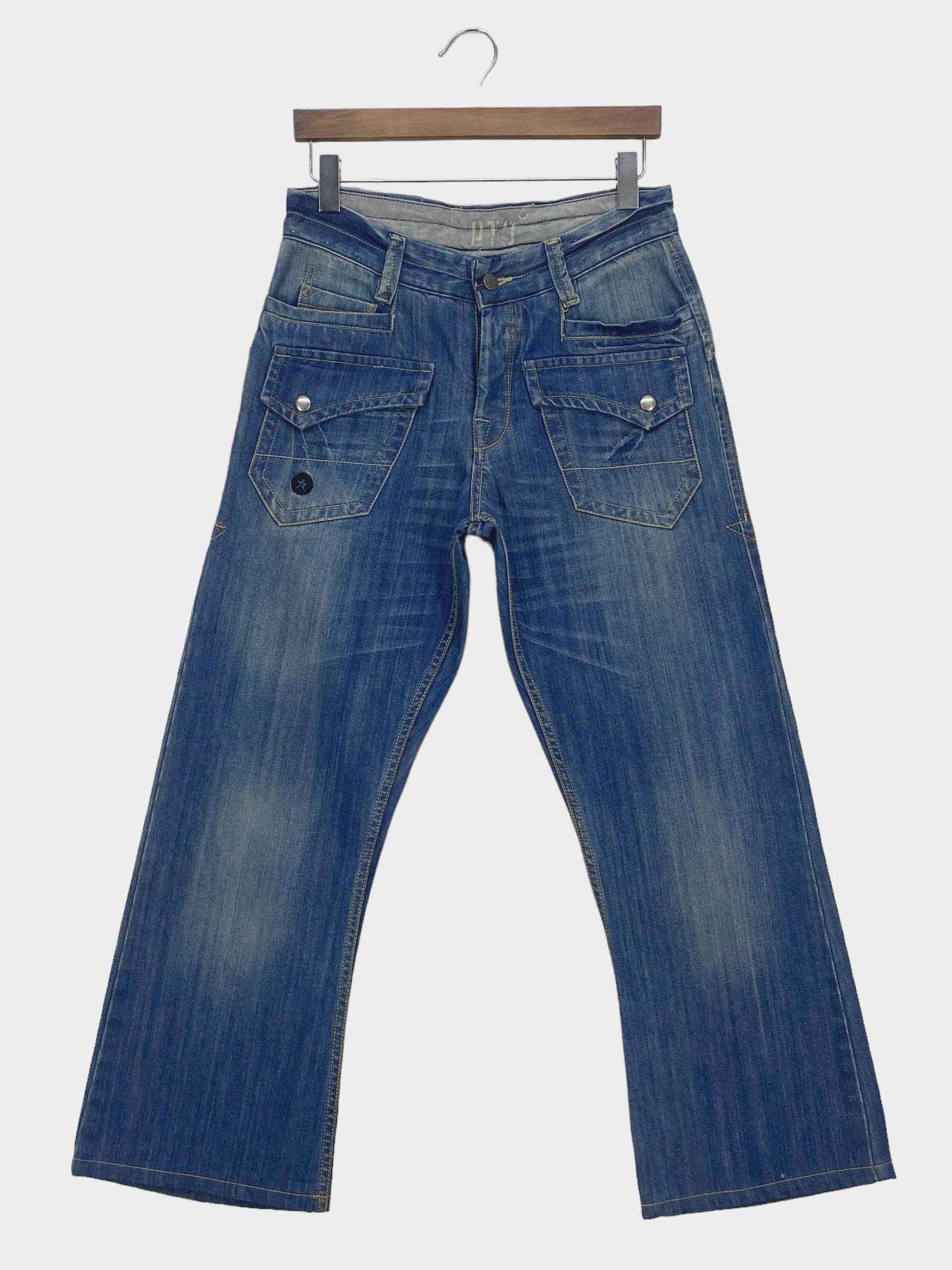 Eto Jeans misura 30 30 x 26 5 cm jeans svasati alla caviglia con tasche Baker jeans lavaggio chiaro Etsy Italia