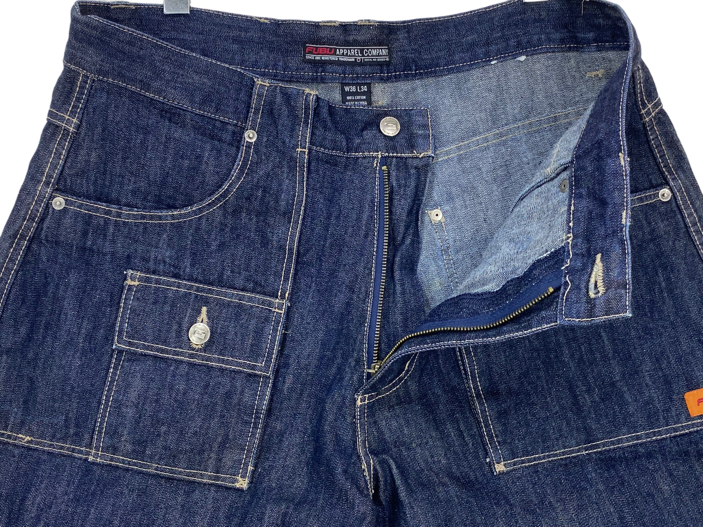 Fubu Jeans Size 36 W36xl34 Fubu Jeans Baker Pocket Baggy Hip Fubu Jeans Size 36 W36xl34 Fubu Jeans Baker Pocket Baggy Hip
