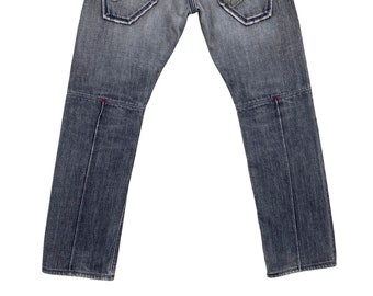 Liberto Knee Patch Jeans: Distressed Low Rise Denim (w28xl28