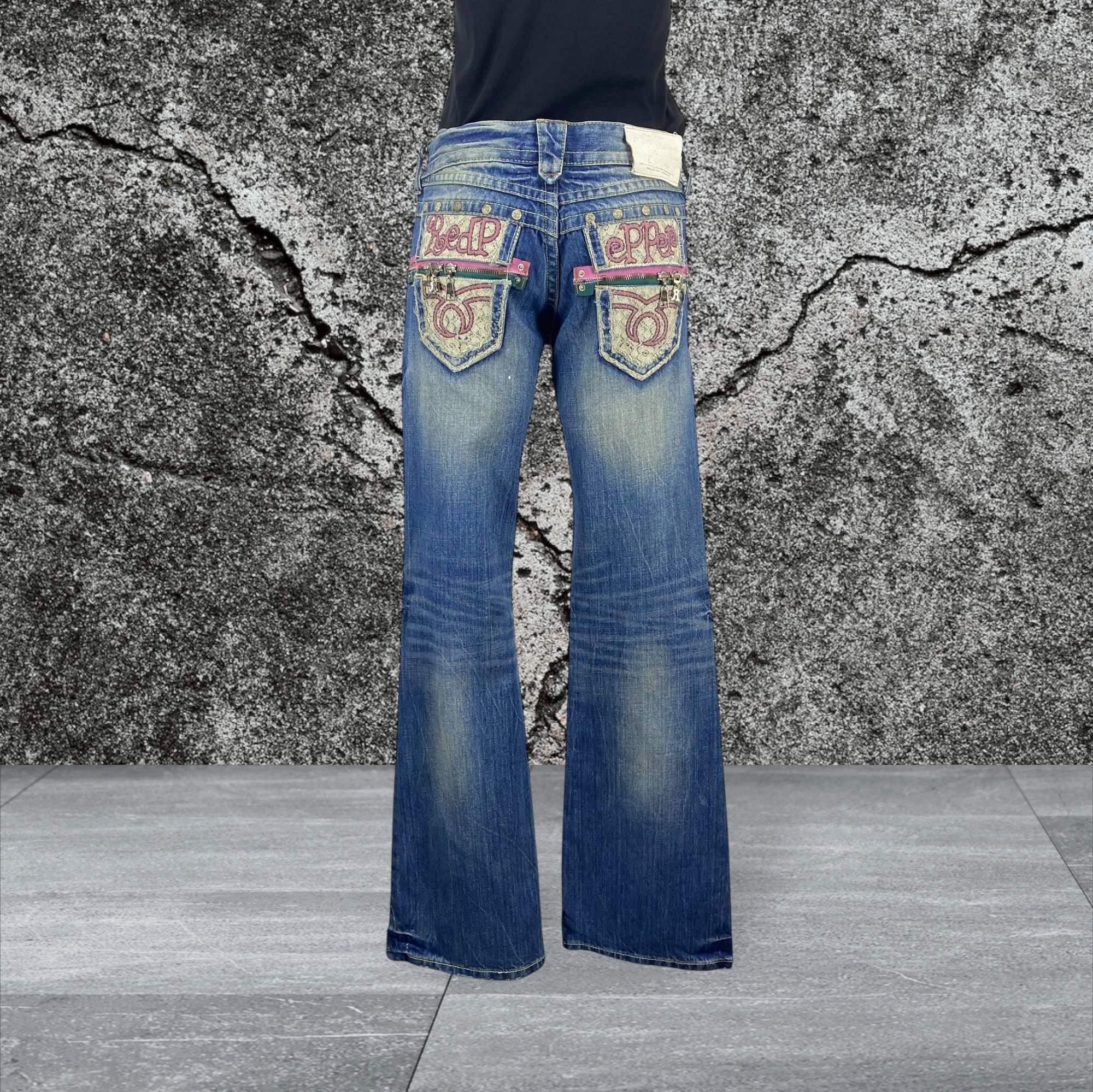 BELPER／JACQUARD PANTS（BLUE/RED） Hendrix Herald jacquard straight pants in red - La Double J
