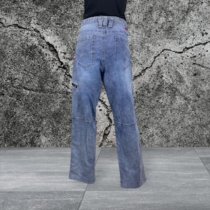 90s Baggy Blue Hip Hop Denim, Cargo Oversized Wide Leg Streetwear, Y2K Distressed Relaxed Fit, Unisex Retro Jeans W34xL29.5