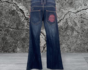 BCBG Bootcut Flare Jeans W24 L28: Distressed Denim