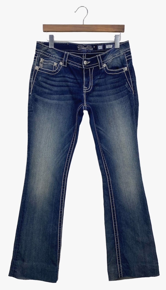 Miss Me Low Rise Bootcut Jeans: Rhinestone Y2K Denim