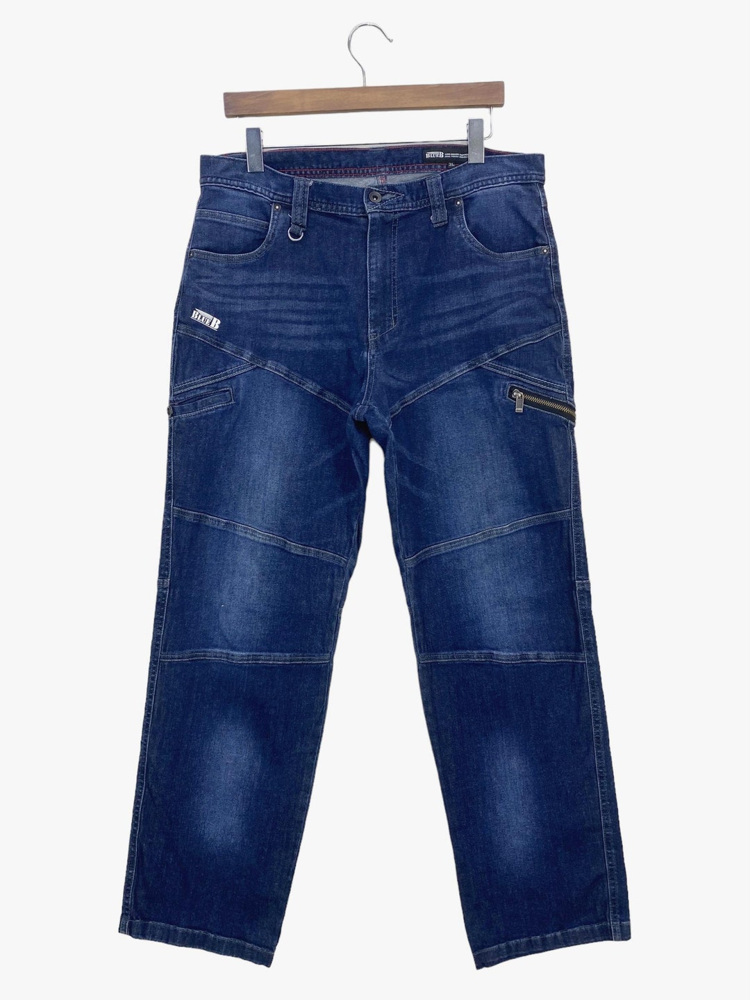 90s Vintage B Jeans - Baggy Blue Hip Hop Denim, Oversized