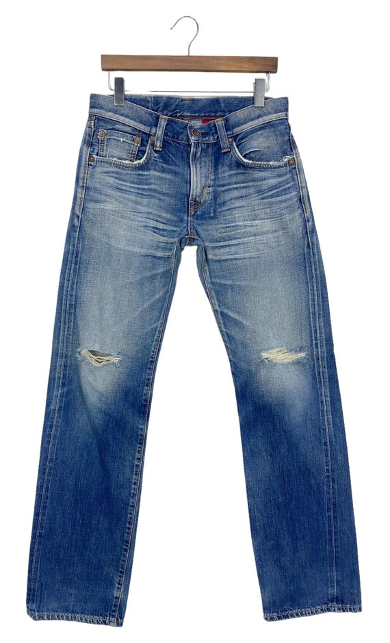 パンツ EDWIN 505X 5505 SELVEDGE JEANS Edwin 505X Selvedge Denim Jeans: Distressed Straight Leg