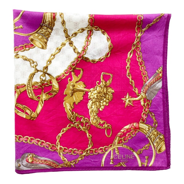 Celine Handkerchief Gold Chain Ancient Luxury Mini Scarf Designer Pocket Square