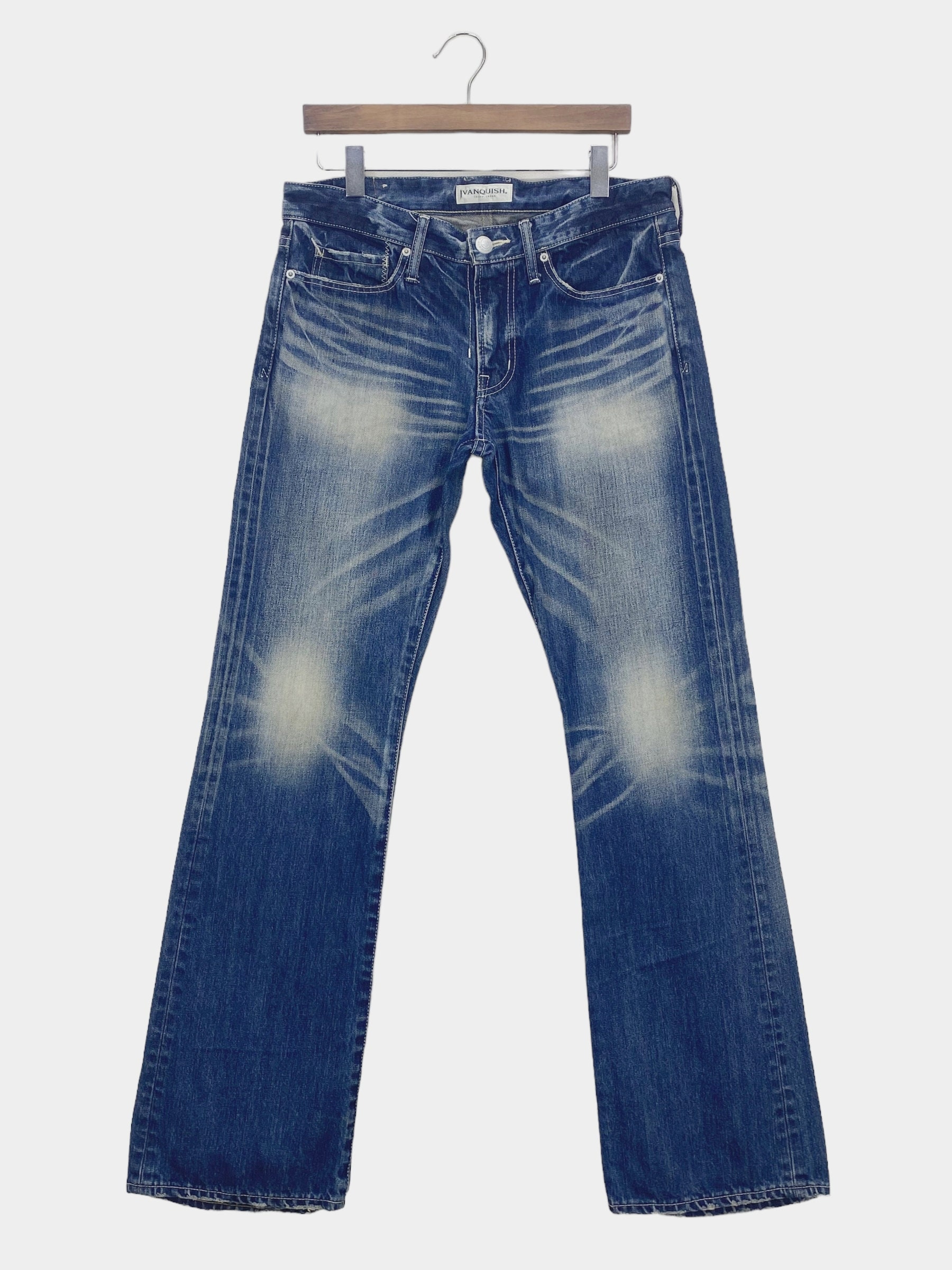 Vanquish Flare Jeans - Japanese Denim, Distressed Cotton (w33xl32