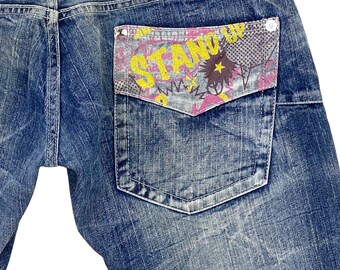 【タグ付き】LI HUA KNEE PATCH DENIM PANTS 日本製！ タグ付き】LI HUA KNEE PATCH DENIM PANTS 日本製！
