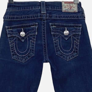 True Religion Jeans Women&#39;s Size 25 XL29 - Vintage Low Rise Bootcut Y2K Denim, 2000s Hip Hop Skinny Flare Jeans Made in USA