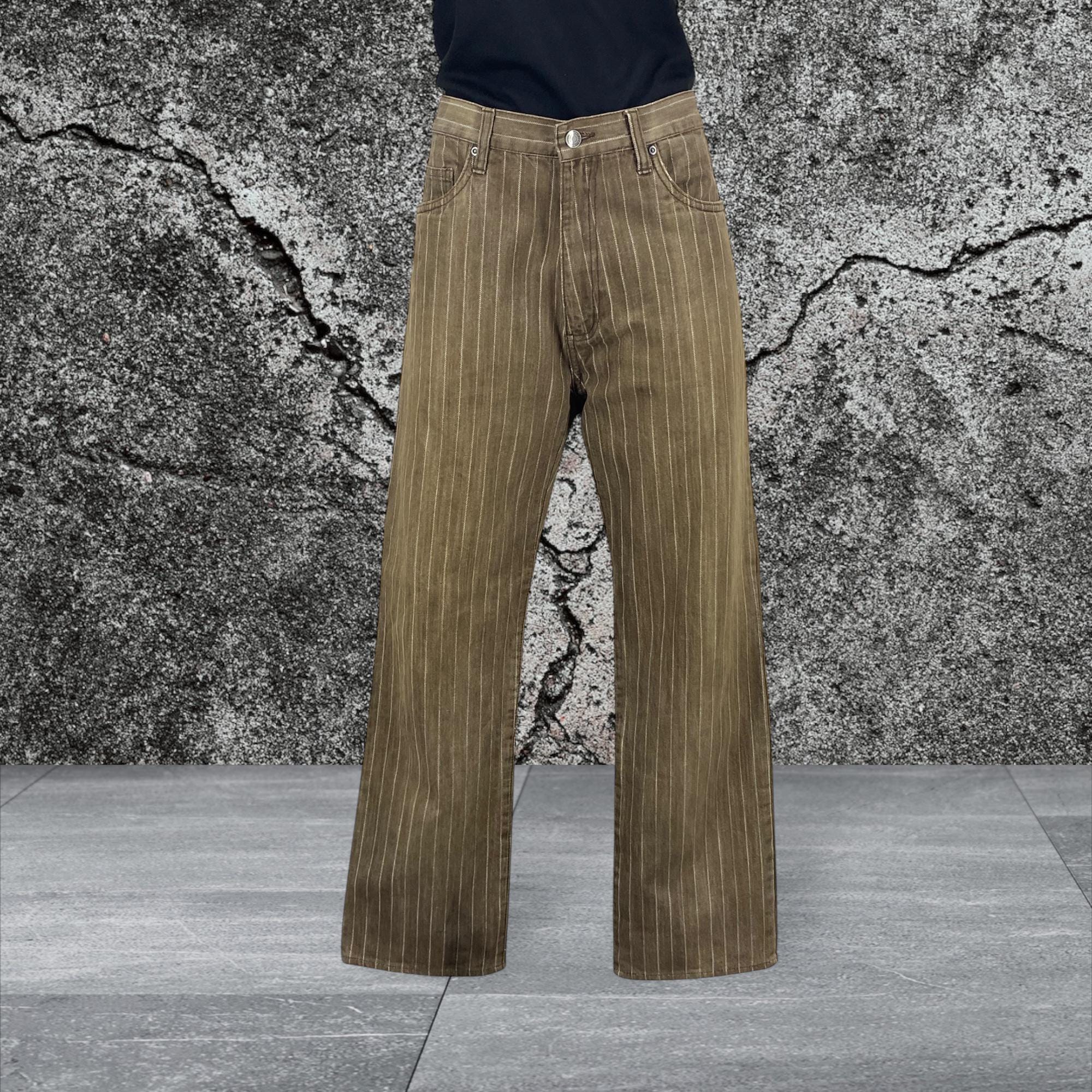 00s gimmick stripe flared pants Y2K 立体裁断 Striped Baggy Jeans - Etsy