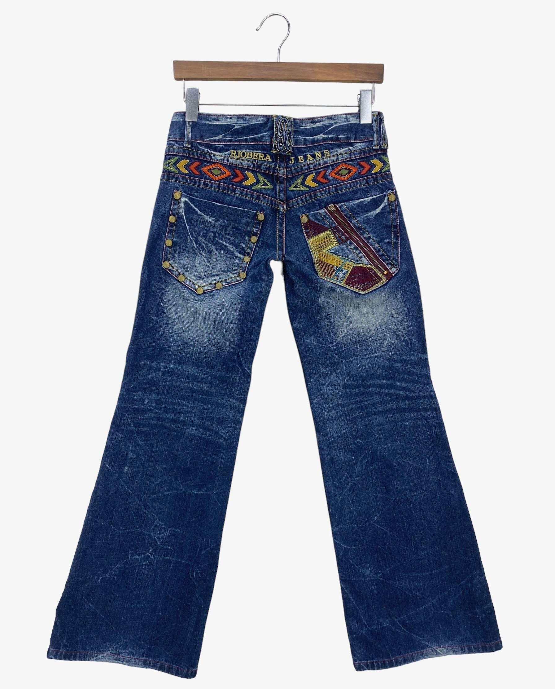 Riobera skull design denim pants y2k