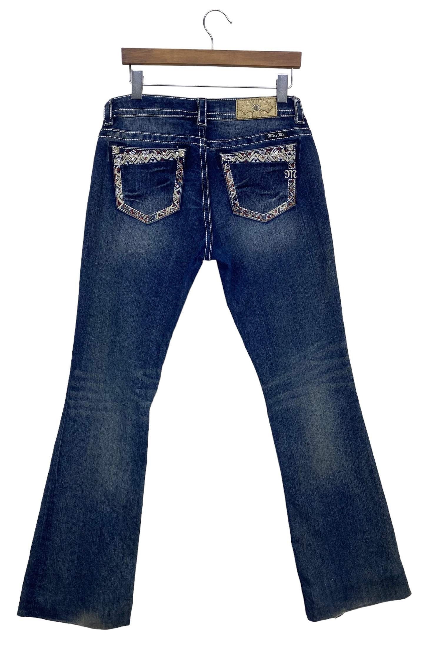 【mnem】Low cut bootcut denim Miss Me Low Rise Bootcut Jeans: Rhinestone Y2K Denim