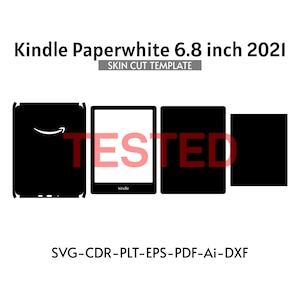 Modello skin Kindle Paperwhite 6.8 pollici 2021 / layout skin / svg, dxf, ai, plt, cdr / Cricut, Silhouette / decalcomania, vettore
