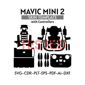 Modello skin DJI Mavic Mini 2 / svg,dxf,ai,plt,cdr / Cricut, Silhouette / decalcomania, vettore