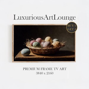 Easter Eggs Basket Still Life Art Christian Easter Decor Samsung Frame TV Art 4K Digital Download Dark Academia Rustic Farmhouse Springdecor