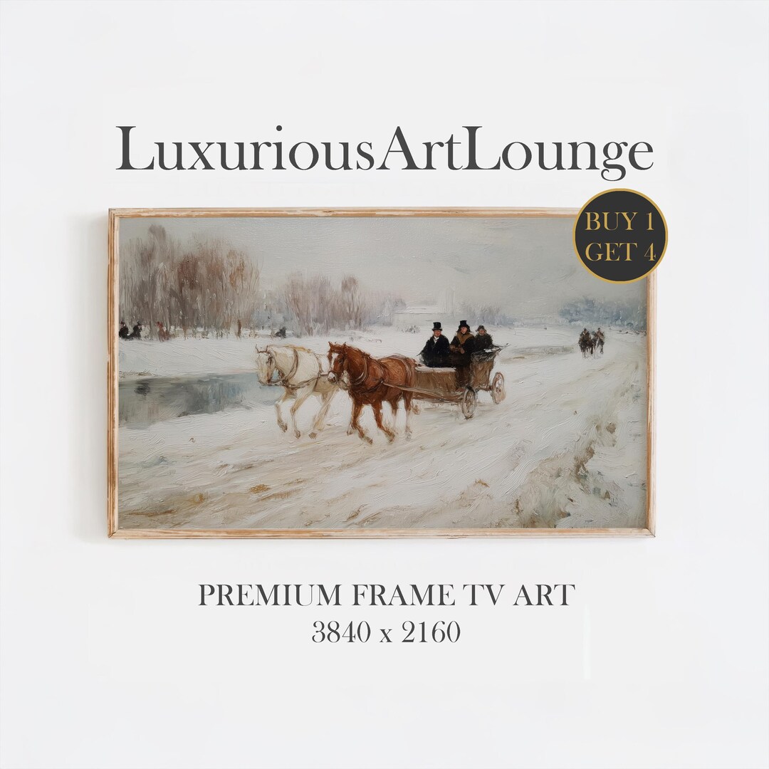 Winter Landscape Art Horse Drawn Carriage Vintage Scene Samsung Frame ...