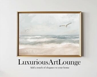 Neutraler Strand #1 Bild | Sanfte Küstenlandschaft | Sommer DRUCKBAR Download | Kunstdrucke | Vintage-Stil Wand Kunst Dekor digitaler Download