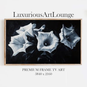 Dark Academia Datura Moonflower Digital Art Samsung Frame TV Art Black White Moody Botanical Wall Decor Poisonous Plants Gothic Download 4K