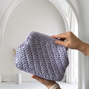 Handmade Lilac Raffia Clutch Bag, Woven Straw Pouch, Satin Lined, Bohemian Style
