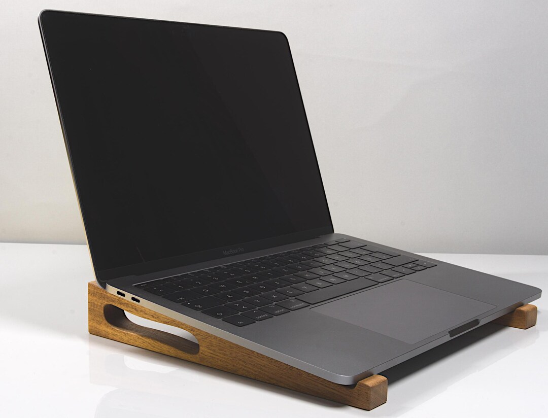 Real Wood Laptop Stand, Laptop Riser, Ergonomic Notebook Holder, Wooden ...