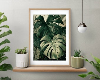 Monstera Printable Art, Botanical Print, Botanical Wall Art