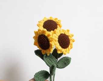 Crocheted sunflower | Crochet flowers | Long-lasting, evergreen bouquet | Colorful gift bouquet | Crochet sunflower