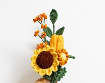 Sustainable crocheted bouquet | yellow, evergreen and long-lasting | sunflower, spring summer bouquet | colorful gift bouquet Mother's Day