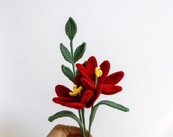 Tulip bouquet crocheted | Bouquet long-lasting, evergreen | Gift spring bouquet colorful | colorful tulips | red opened tulips