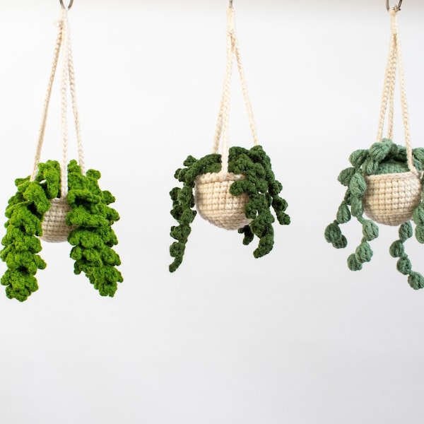 Gehäkelte Pflanze Grün | Autohänger Van Dekoration | Häkelpflanze Pilea | Auto Spiegel Dekoration klein | Erbsenpflanze