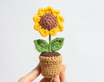 Crochet Plant Sunflower Green | Mother's Day Gift | Crochet plant sunflower with pot | Decoration small | Easter