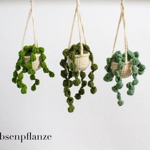 Crochet Plant Green Car Hanger Van Decoration Crochet plant Pilea Car mirror decoration small Pea plant Erbsenpflanze