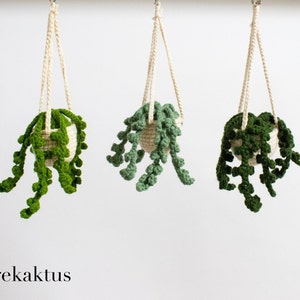 Crochet Plant Green Car Hanger Van Decoration Crochet plant Pilea Car mirror decoration small Pea plant Sägekaktus