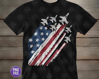 Patriotic USA Fighter Jets PNG, 4th Of July Sublimation, Air Force Flyover png , American Flag png, USA Patriotic png, Air Force Veteran png