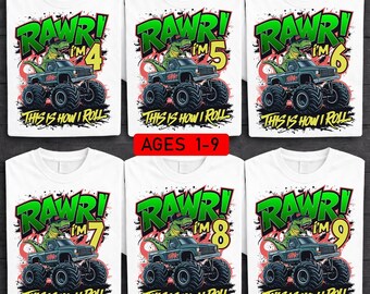 Paquete PNG "Así es como me muevo", diseño de sublimación PNG de cumpleaños de niño pequeño, cumpleaños de T-Rex PNG, camión monstruo PNG, alta calidad