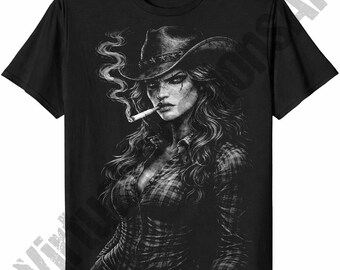 Smoking Cowgirl PNG – Western Outlaw Woman Digital Download
