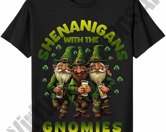 Shenanigans With My Gnomies T-shirt grafisch digitale download, Shamrock Gnome png, St. Patrick's Day-graphics