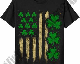 St Patricks Day USA Flag Png Graphic Digital Download, Shamrock American Flag PNG, Funny St Patricks Day T Shirt Graphic